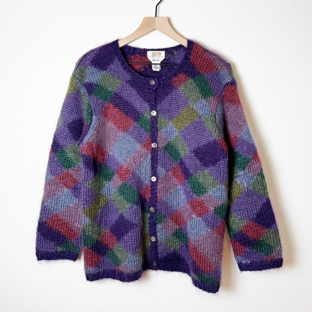 Vintage Talbots Hand Knit Mohair Blend Cardigan Size 1X Petite